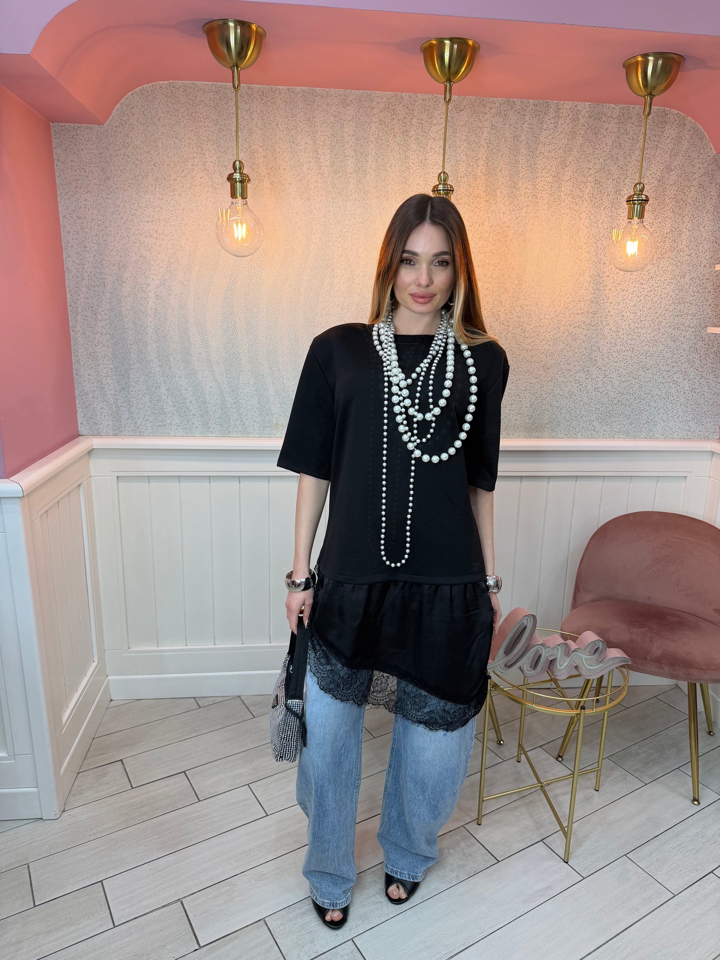 MAGLIA ZARA ROMANTICA NERA