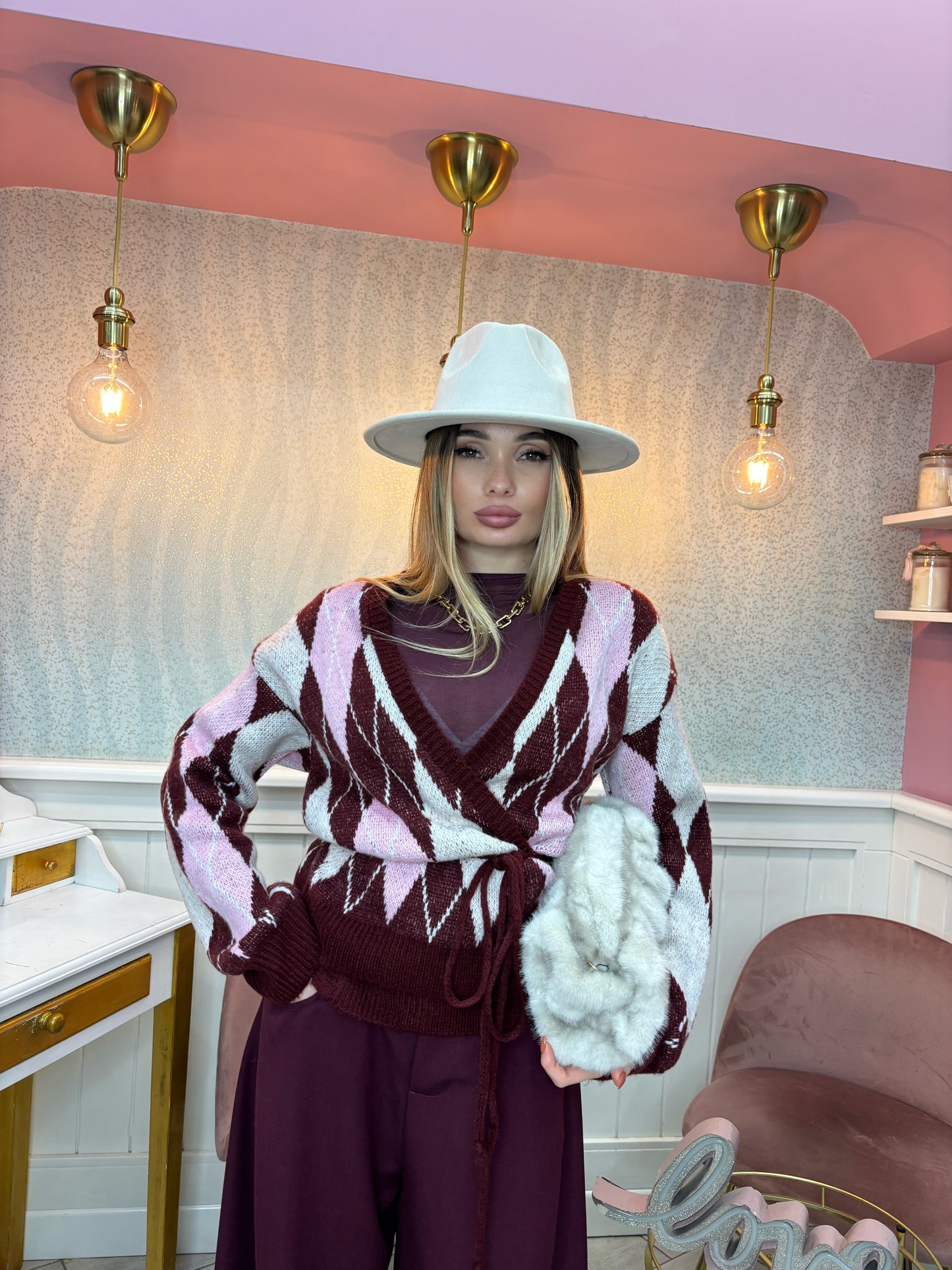 INCROCIATINA ROMBO BORDEAUX